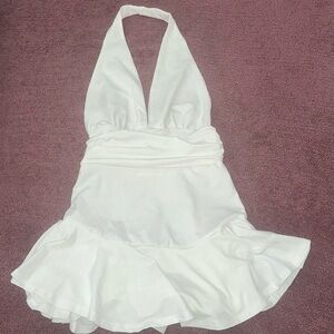 White Halter Neck Dress